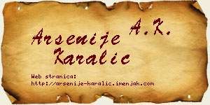 Arsenije Karalić vizit kartica